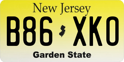 NJ license plate B86XKO