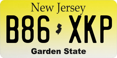 NJ license plate B86XKP