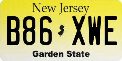 NJ license plate B86XWE