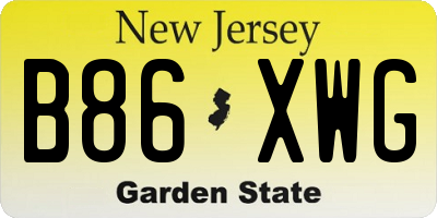 NJ license plate B86XWG
