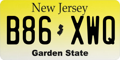 NJ license plate B86XWQ