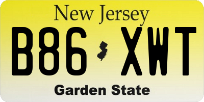 NJ license plate B86XWT