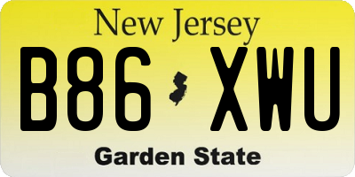 NJ license plate B86XWU