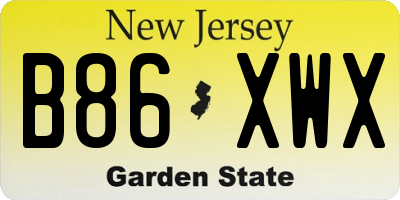 NJ license plate B86XWX