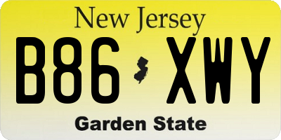 NJ license plate B86XWY