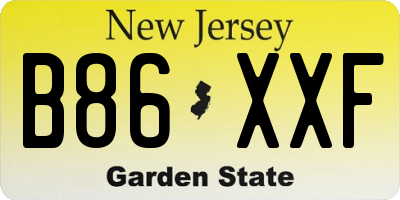 NJ license plate B86XXF