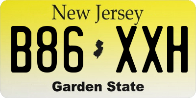 NJ license plate B86XXH