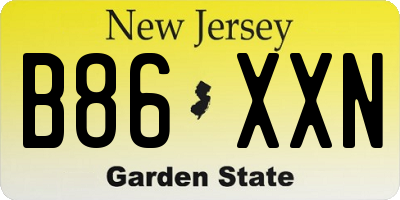 NJ license plate B86XXN