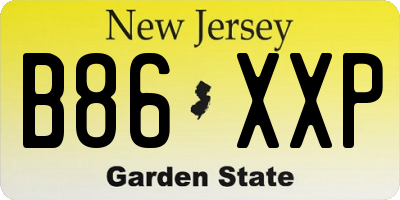 NJ license plate B86XXP