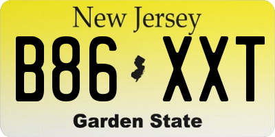 NJ license plate B86XXT