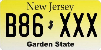 NJ license plate B86XXX
