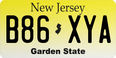 NJ license plate B86XYA