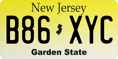 NJ license plate B86XYC