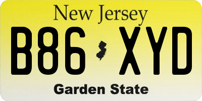 NJ license plate B86XYD
