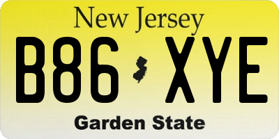 NJ license plate B86XYE