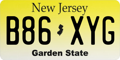 NJ license plate B86XYG