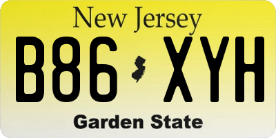 NJ license plate B86XYH