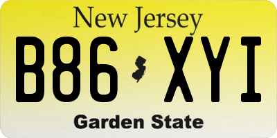 NJ license plate B86XYI