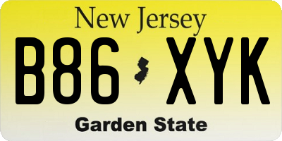 NJ license plate B86XYK