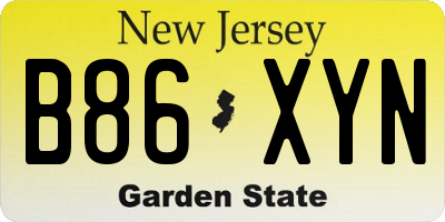NJ license plate B86XYN