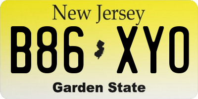 NJ license plate B86XYO