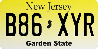 NJ license plate B86XYR