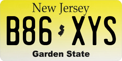 NJ license plate B86XYS