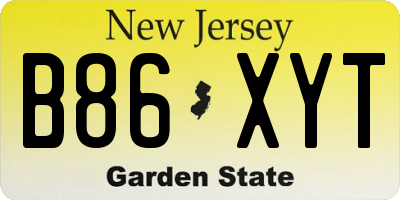 NJ license plate B86XYT
