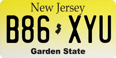 NJ license plate B86XYU