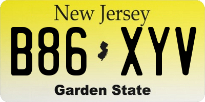 NJ license plate B86XYV