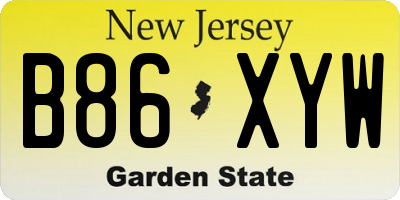 NJ license plate B86XYW
