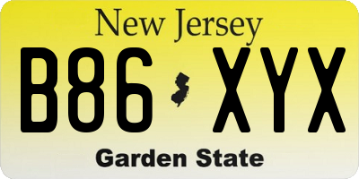 NJ license plate B86XYX