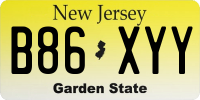 NJ license plate B86XYY