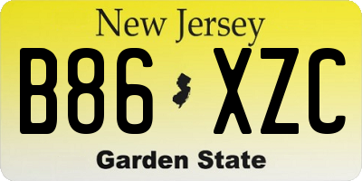 NJ license plate B86XZC