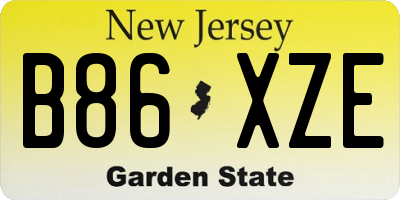NJ license plate B86XZE
