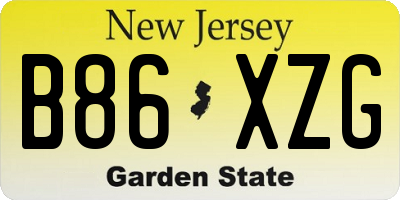 NJ license plate B86XZG
