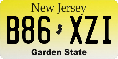 NJ license plate B86XZI