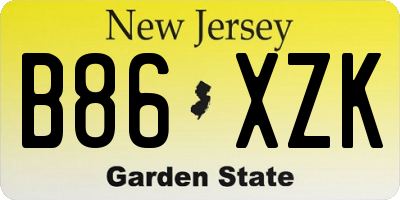 NJ license plate B86XZK