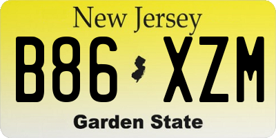 NJ license plate B86XZM