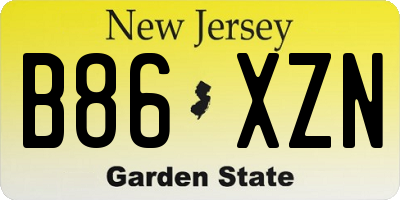 NJ license plate B86XZN