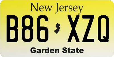 NJ license plate B86XZQ
