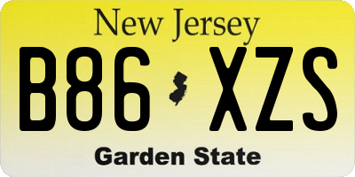NJ license plate B86XZS