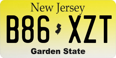 NJ license plate B86XZT