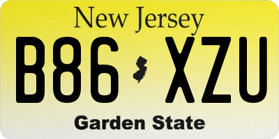 NJ license plate B86XZU