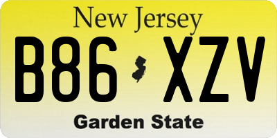 NJ license plate B86XZV