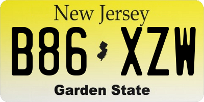 NJ license plate B86XZW