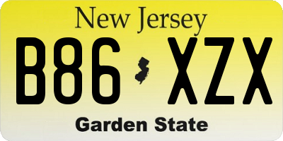 NJ license plate B86XZX