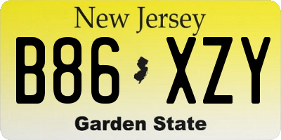 NJ license plate B86XZY