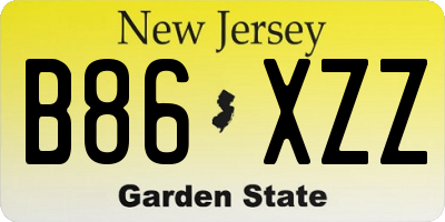 NJ license plate B86XZZ