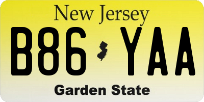 NJ license plate B86YAA